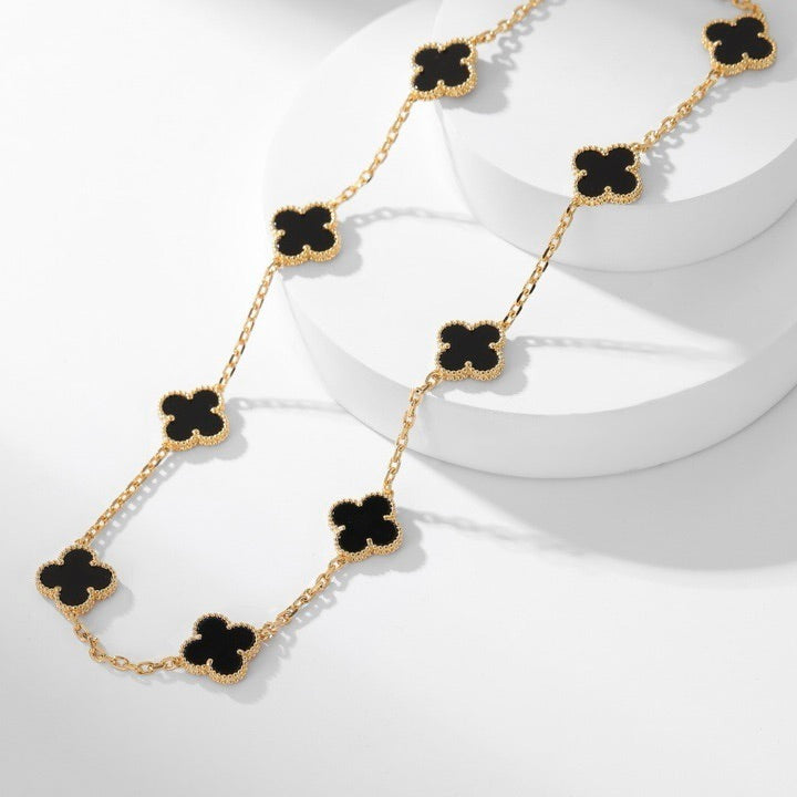 [Psychic Jewelrys]CLOVERS THE 10-MOTIFS ONYX NECKLACE