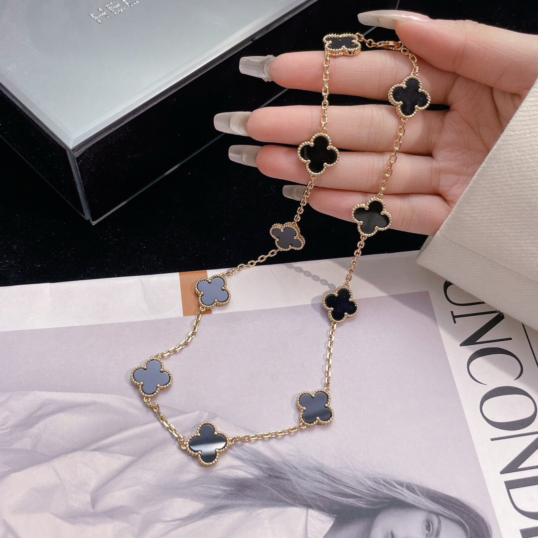 [Psychic Jewelrys]CLOVERS THE 10-MOTIFS ONYX NECKLACE