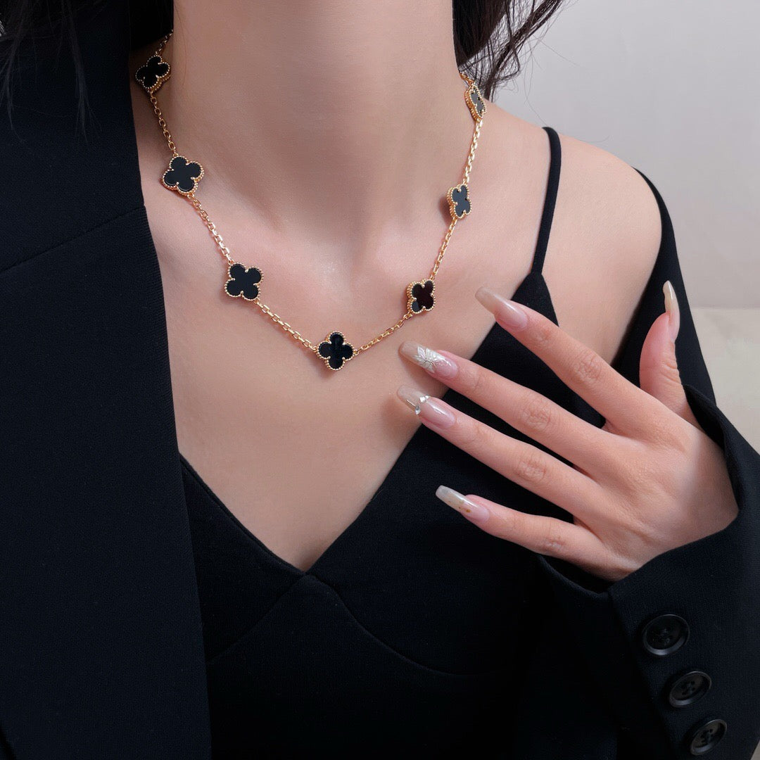 [Psychic Jewelrys]CLOVERS THE 10-MOTIFS ONYX NECKLACE