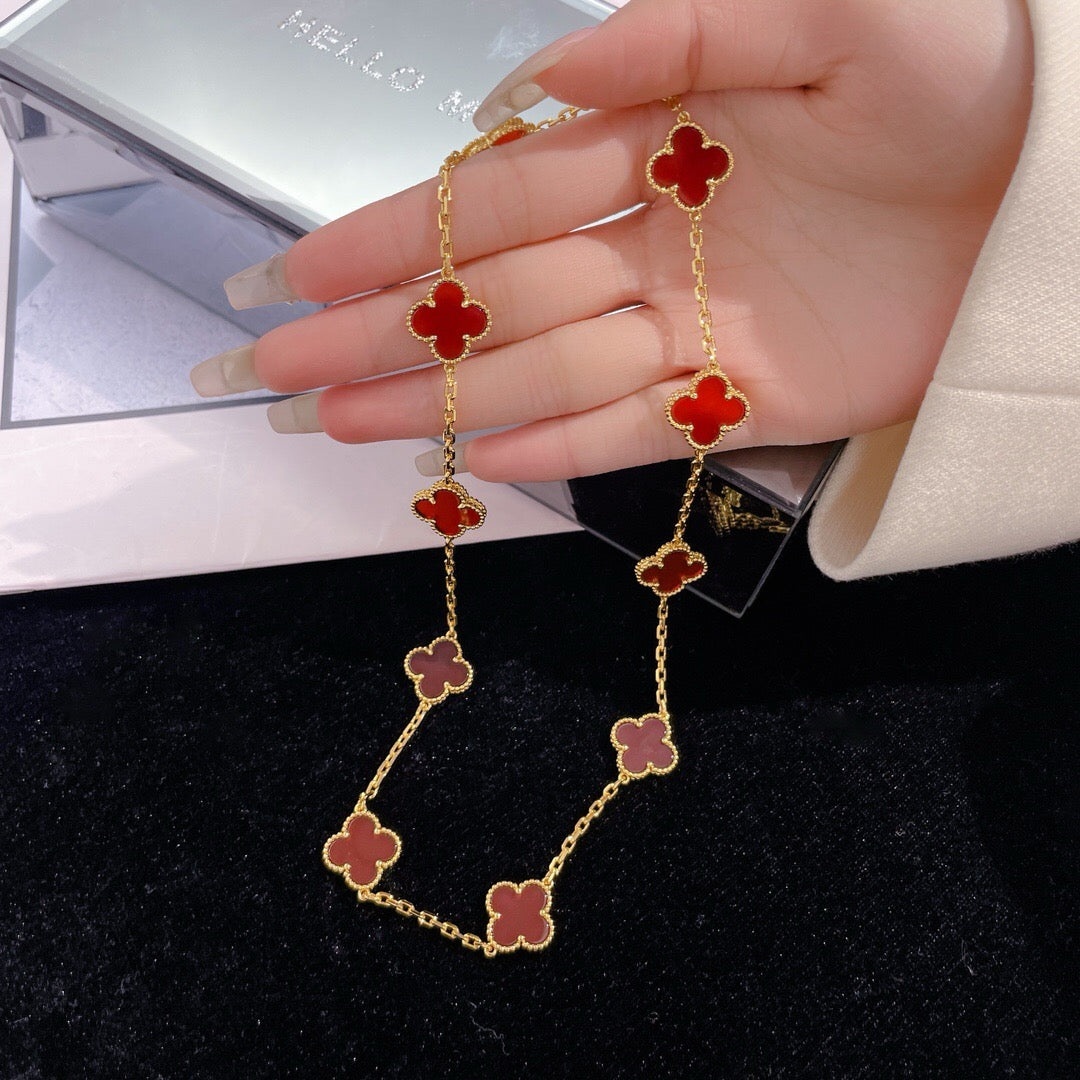 [Psychic Jewelrys]CLOVERS THE  10-MOTIFS CARNELIAN NECKLACE