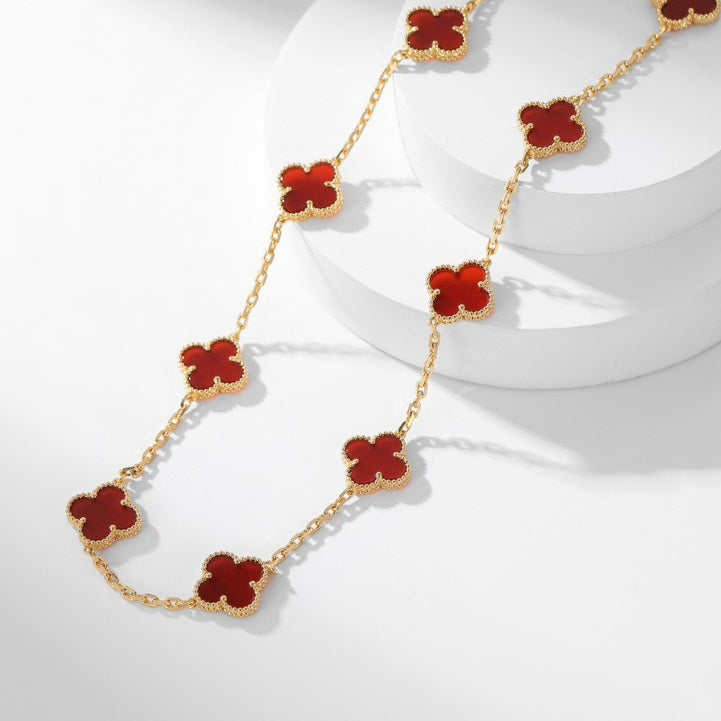 [Psychic Jewelrys]CLOVERS THE  10-MOTIFS CARNELIAN NECKLACE