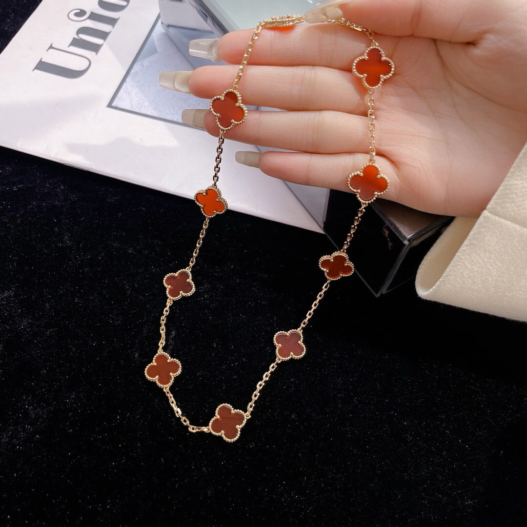 [Psychic Jewelrys]CLOVERS THE  10-MOTIFS CARNELIAN NECKLACE