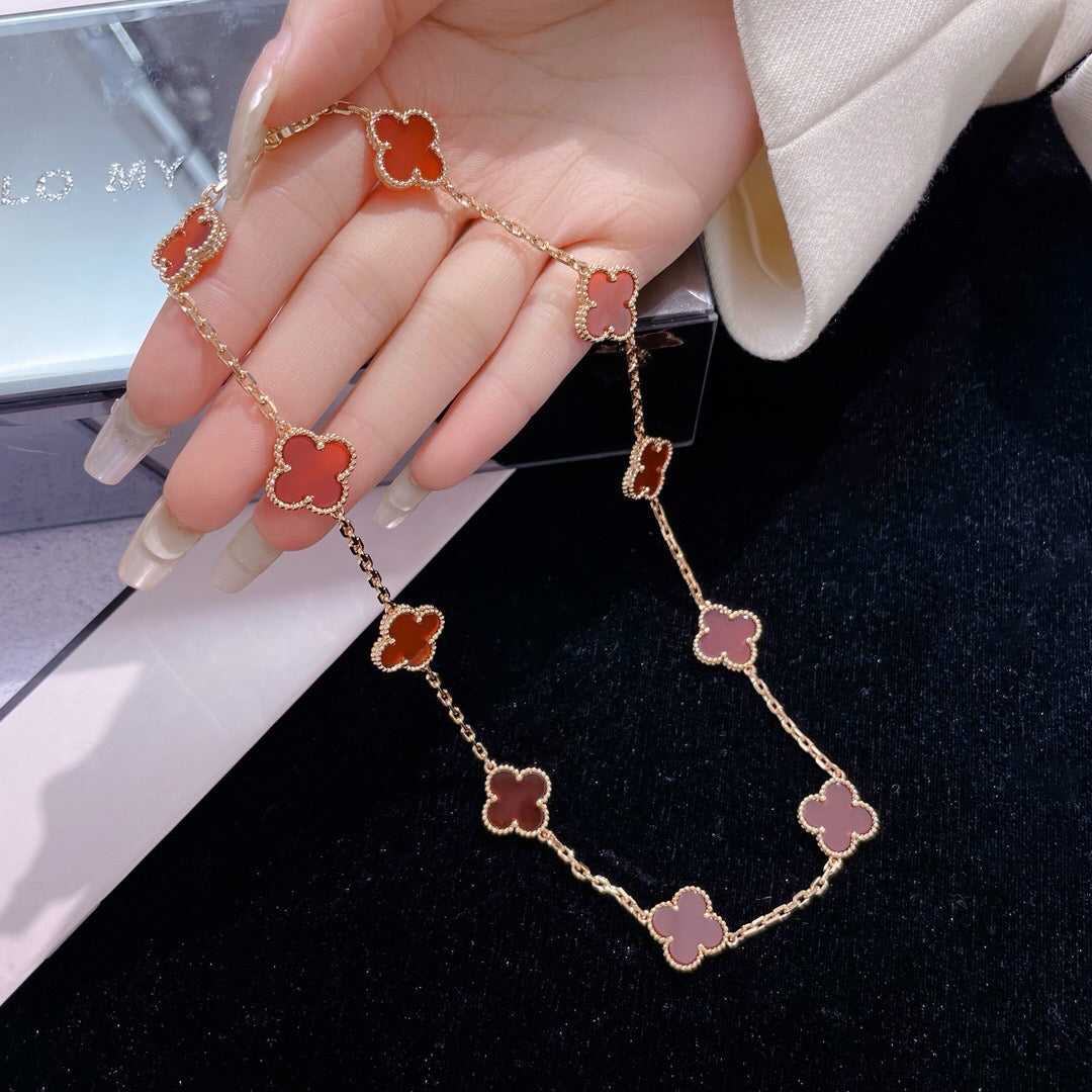 [Psychic Jewelrys]CLOVERS THE  10-MOTIFS CARNELIAN NECKLACE