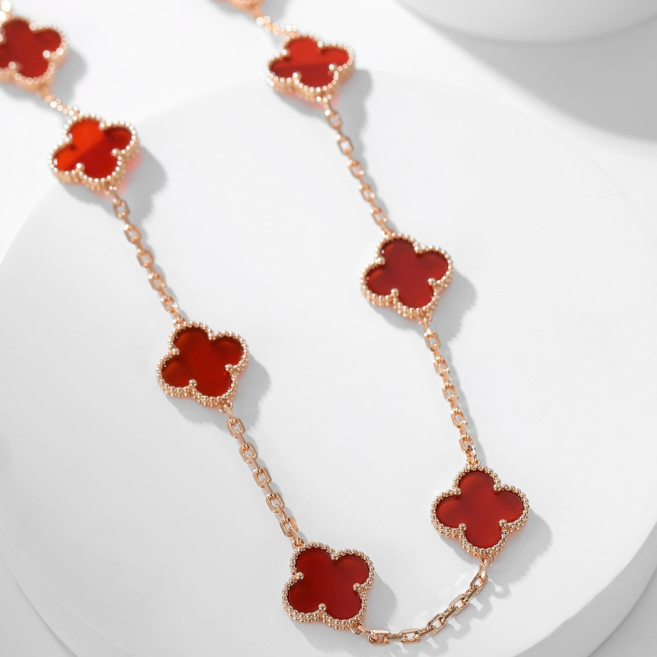 [Psychic Jewelrys]CLOVERS THE  10-MOTIFS CARNELIAN NECKLACE