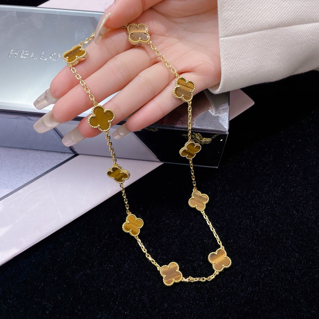 [Psychic Jewelrys]CLOVERS THE 10-MOTIFS TIGER EYE NECKLACE