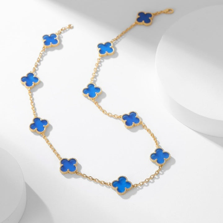 [Psychic Jewelrys]CLOVERS THE 10-MOTIFS BLUE AGATE NECKLACE