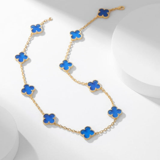 [Psychic Jewelrys]CLOVERS THE 10-MOTIFS BLUE AGATE NECKLACE