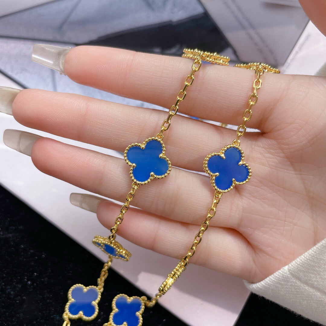 [Psychic Jewelrys]CLOVERS THE 10-MOTIFS BLUE AGATE NECKLACE