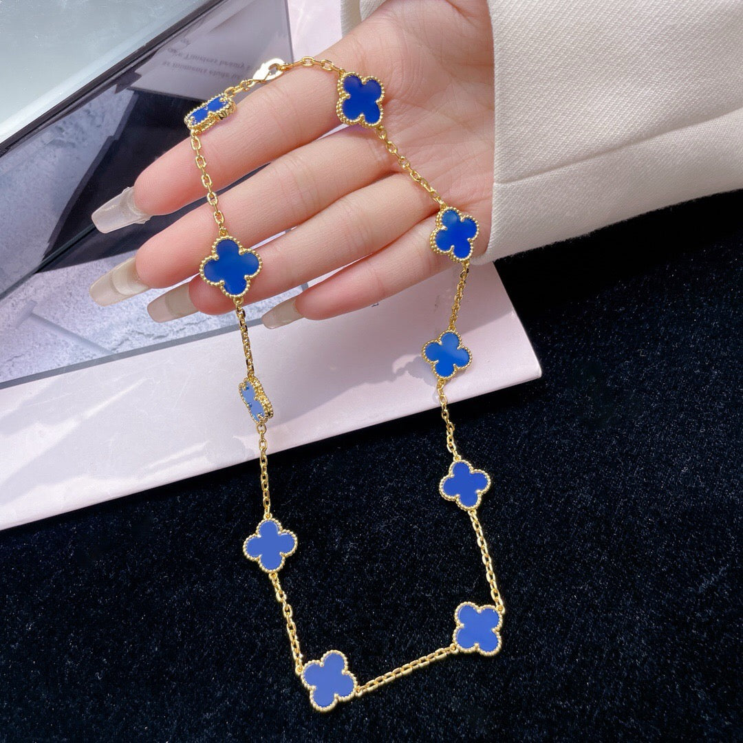 [Psychic Jewelrys]CLOVERS THE 10-MOTIFS BLUE AGATE NECKLACE