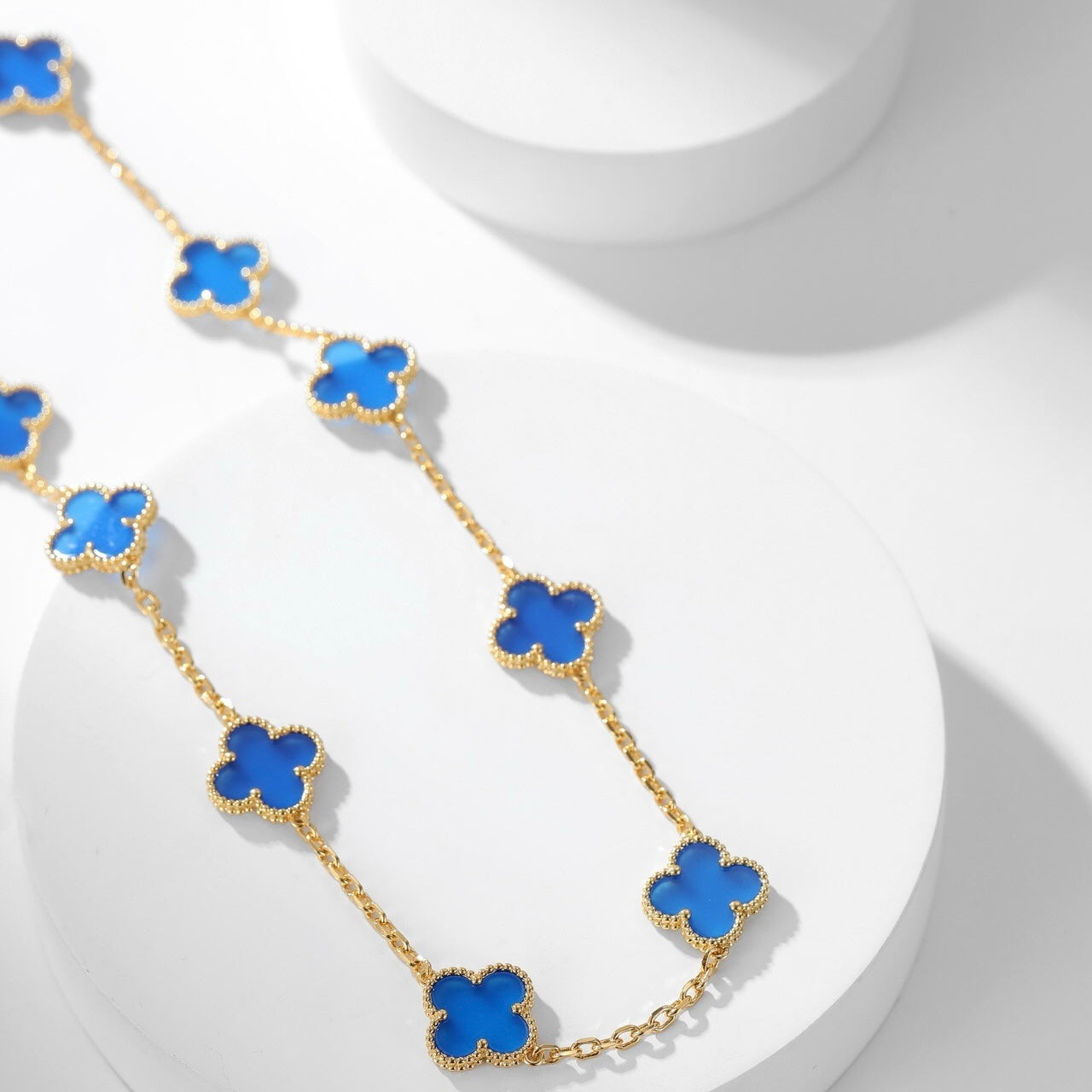 [Psychic Jewelrys]CLOVERS THE 10-MOTIFS BLUE AGATE NECKLACE