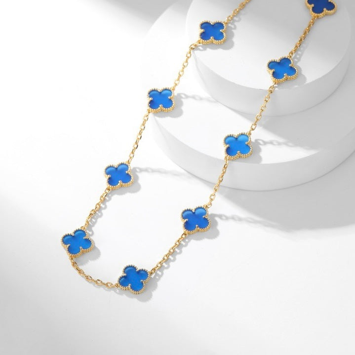 [Psychic Jewelrys]CLOVERS THE 10-MOTIFS BLUE AGATE NECKLACE