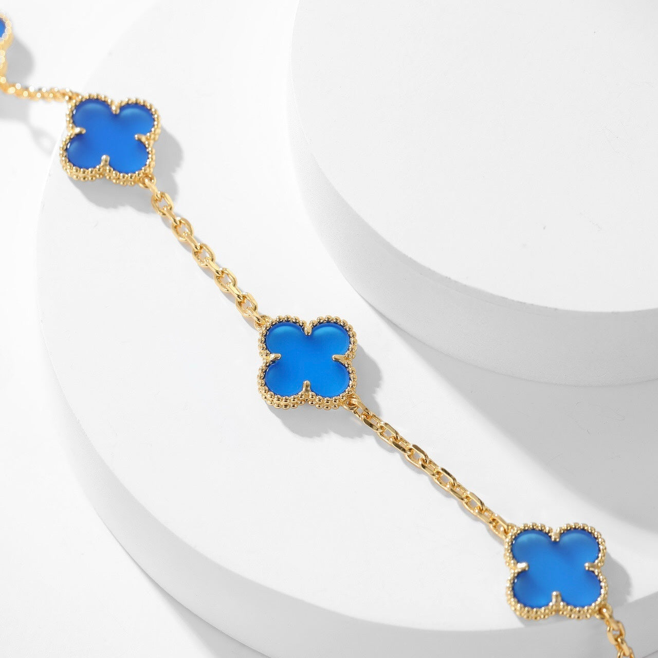 [Psychic Jewelrys]CLOVERS THE 10-MOTIFS BLUE AGATE NECKLACE