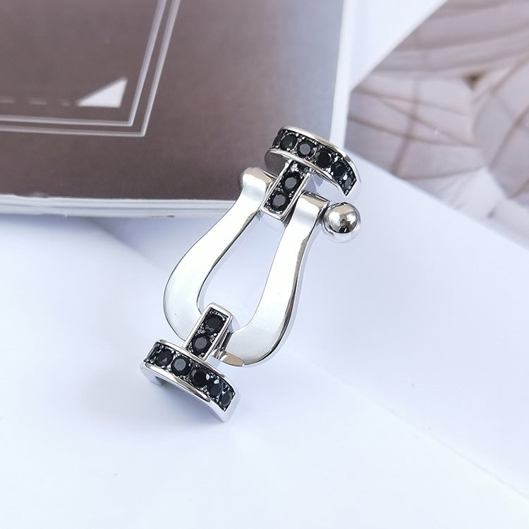 [Psychic Jewelrys]FORCE LARGE HORSESHOE BLACK DIAMOND BRACELET SILVER