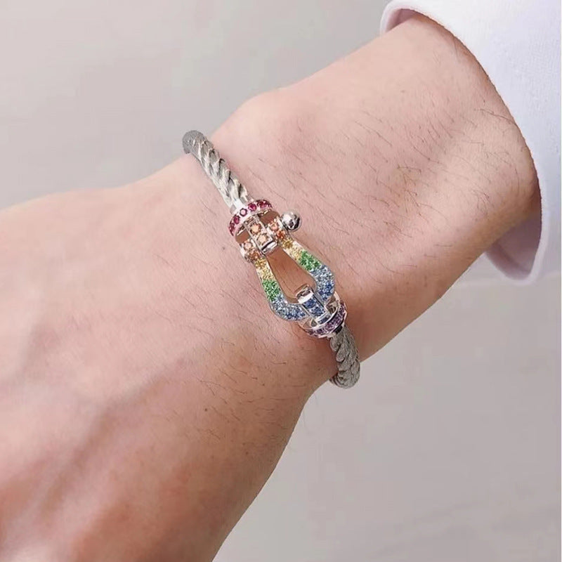 [Psychic Jewelrys]FORC LARGE HORSESHOE  COLORED DIAMOND BRACELET SILVER