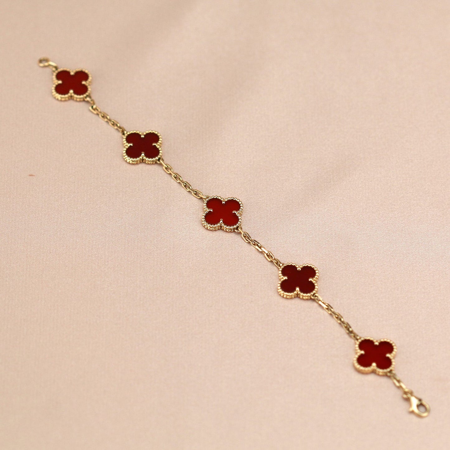 [Psychic Jewelrys]CLOVER 5 MOTIFS RED AGATE  BRACELET