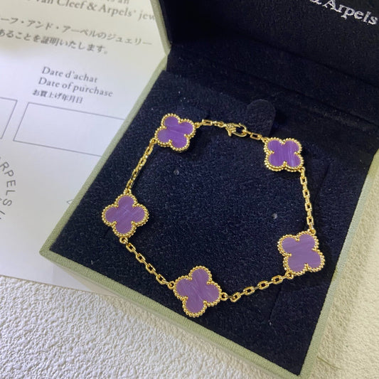 [Psychic Jewelrys]CLOVER  5 MOTIFS  PURPLE VIOLET BRACELET