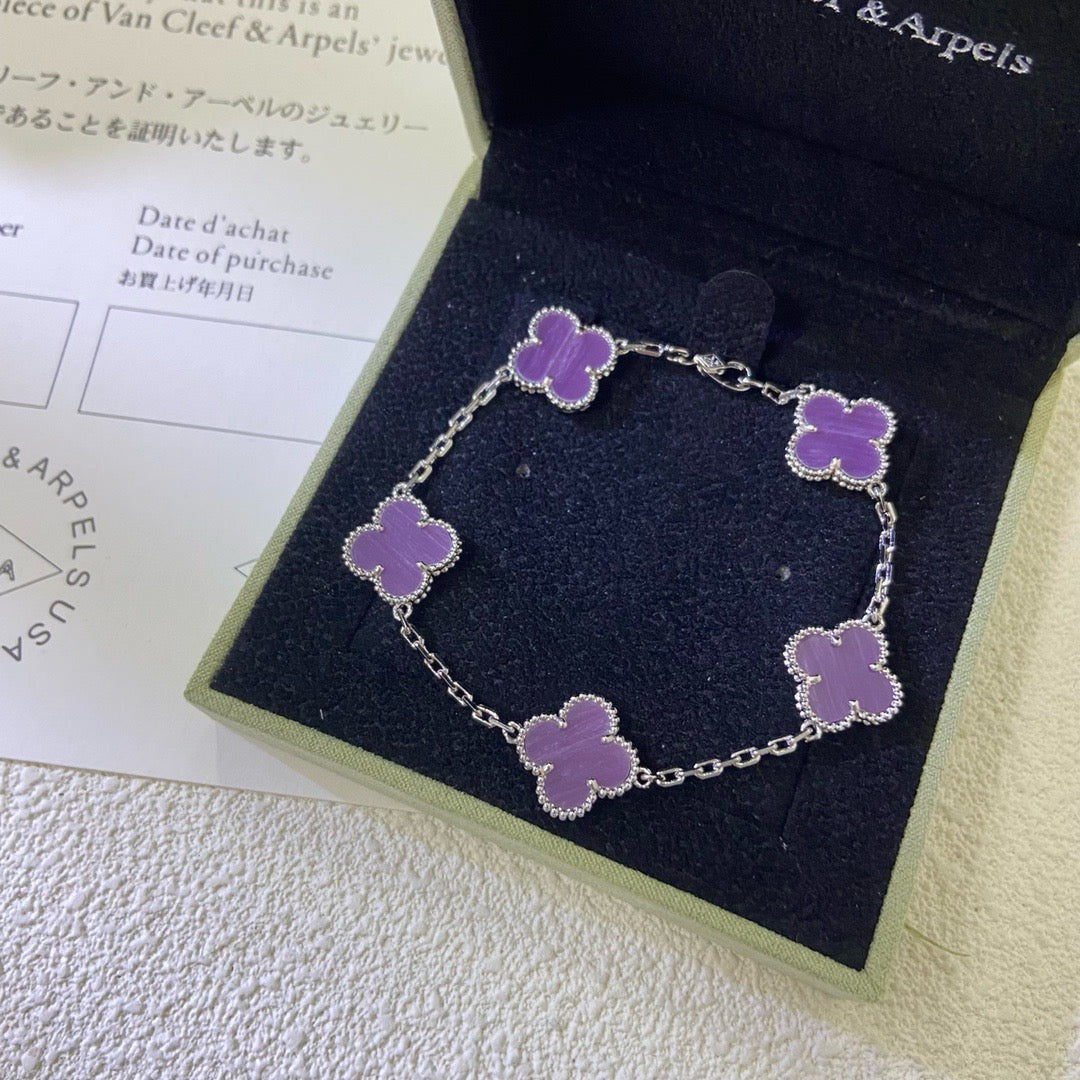 [Psychic Jewelrys]CLOVER  5 MOTIFS  PURPLE VIOLET BRACELET