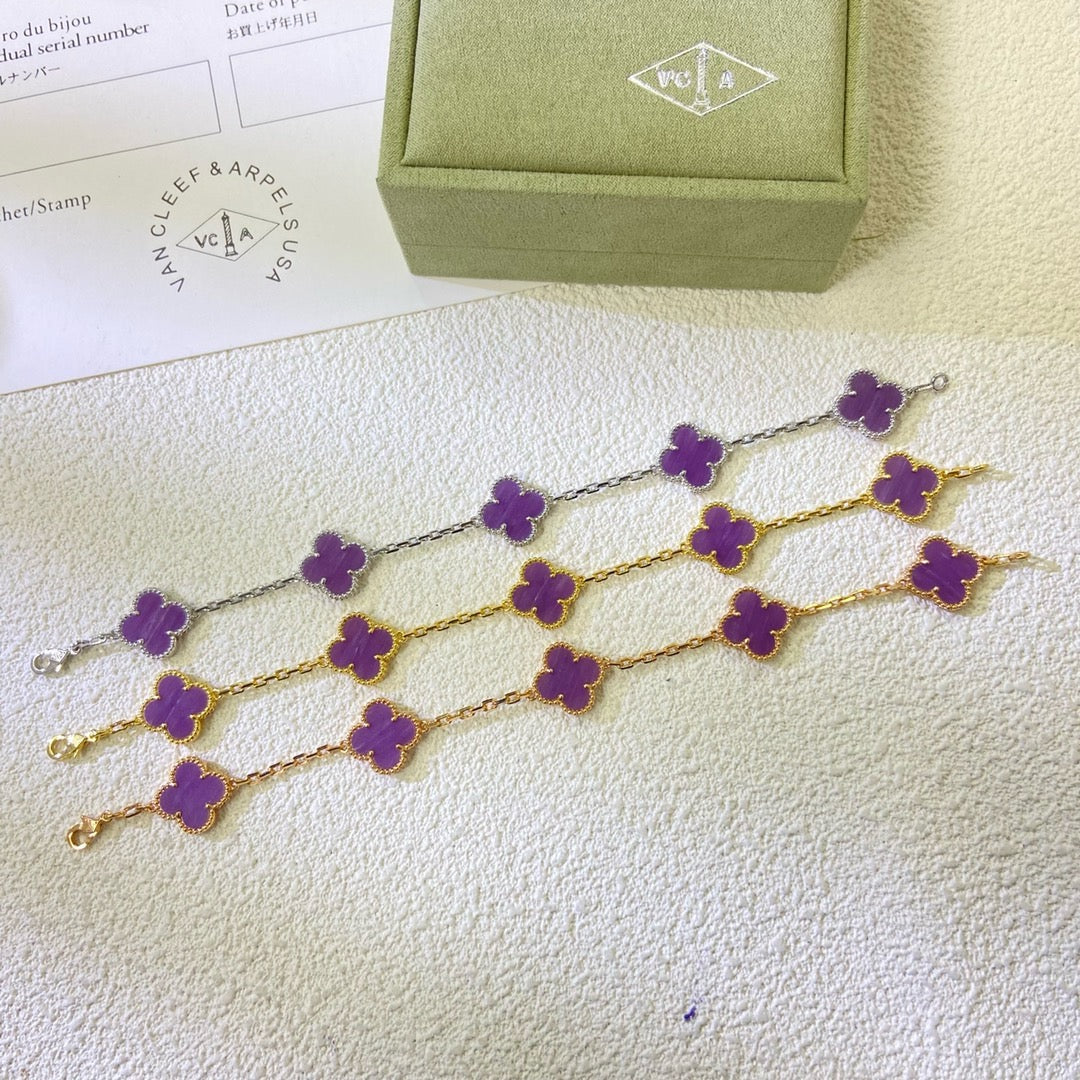 [Psychic Jewelrys]CLOVER  5 MOTIFS  PURPLE VIOLET BRACELET