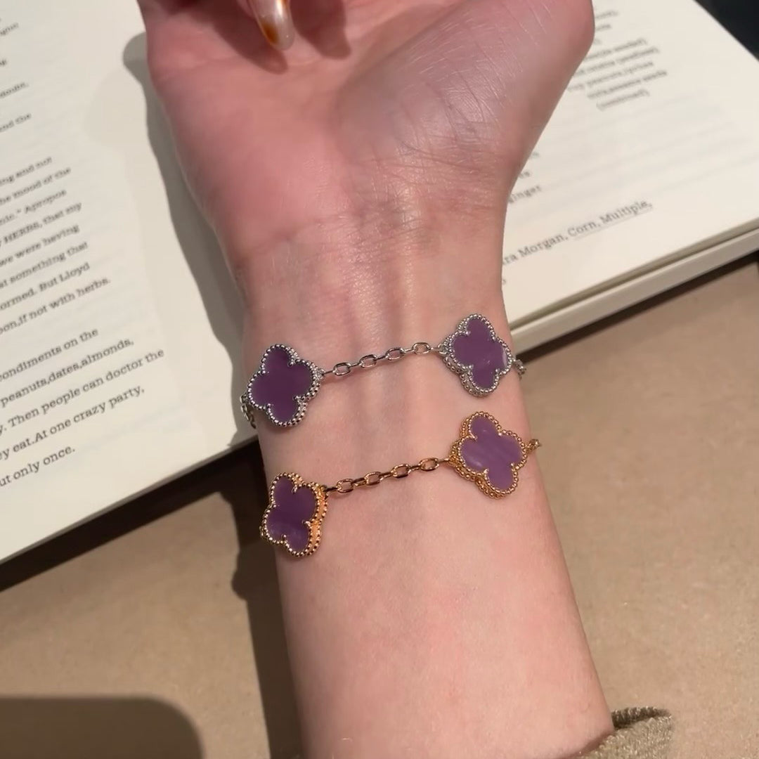 [Psychic Jewelrys]CLOVER  5 MOTIFS  PURPLE VIOLET BRACELET