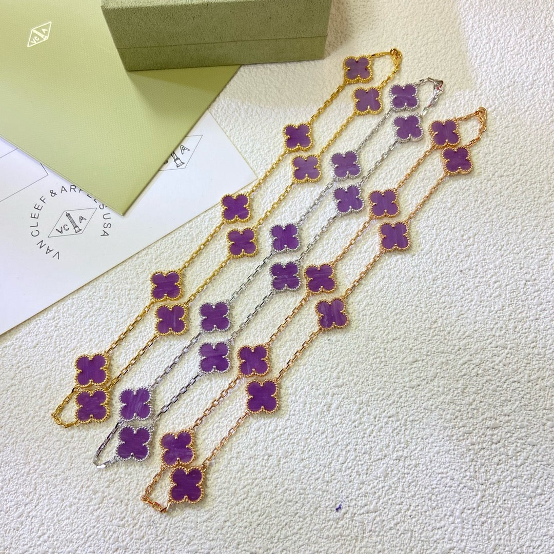 [Psychic Jewelrys]CLOVER 10 MOTIFS  PURPLE VIOLET  NECKLACE
