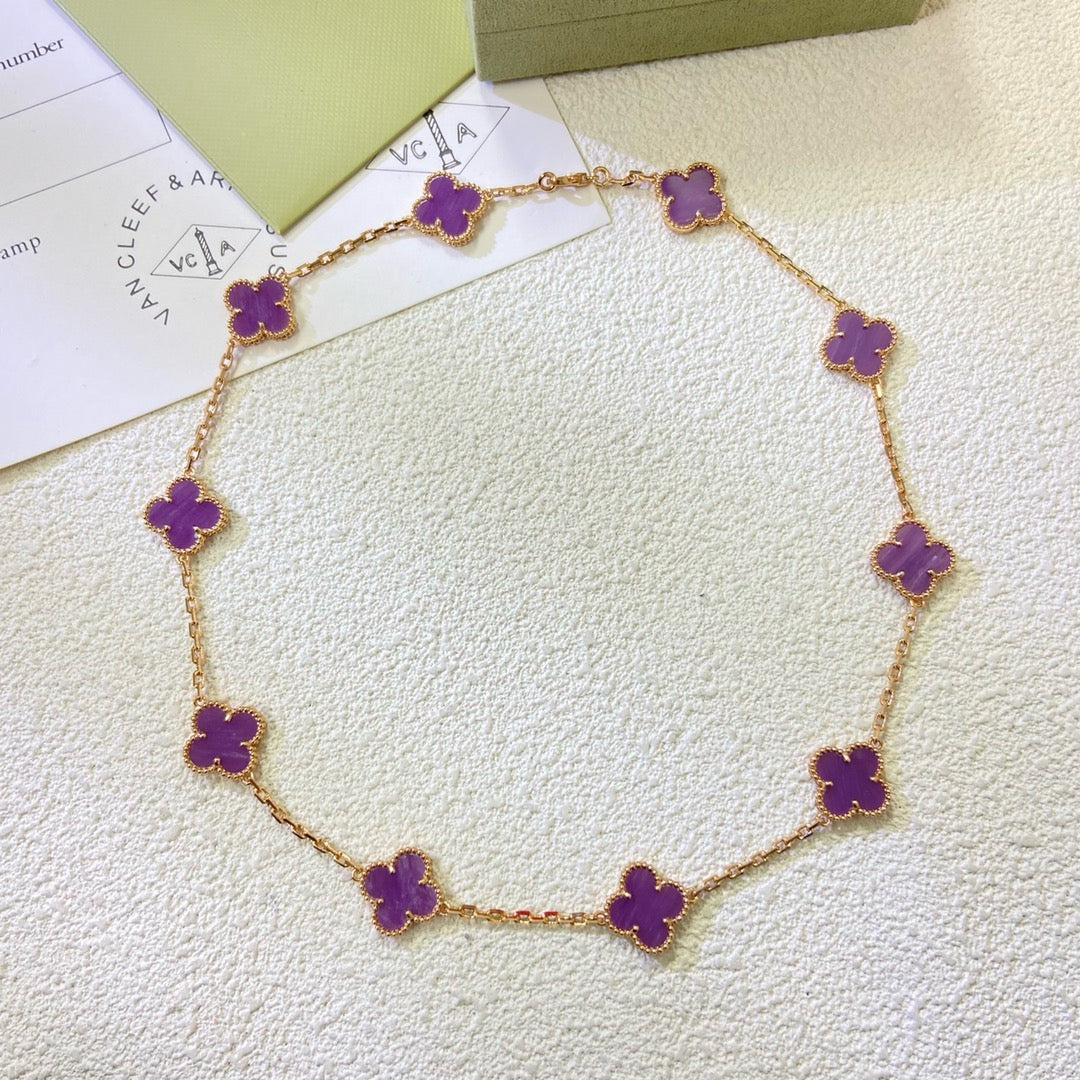 [Psychic Jewelrys]CLOVER 10 MOTIFS  PURPLE VIOLET  NECKLACE