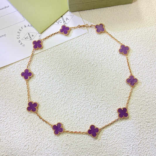 [Psychic Jewelrys]CLOVER 10 MOTIFS  PURPLE VIOLET  NECKLACE