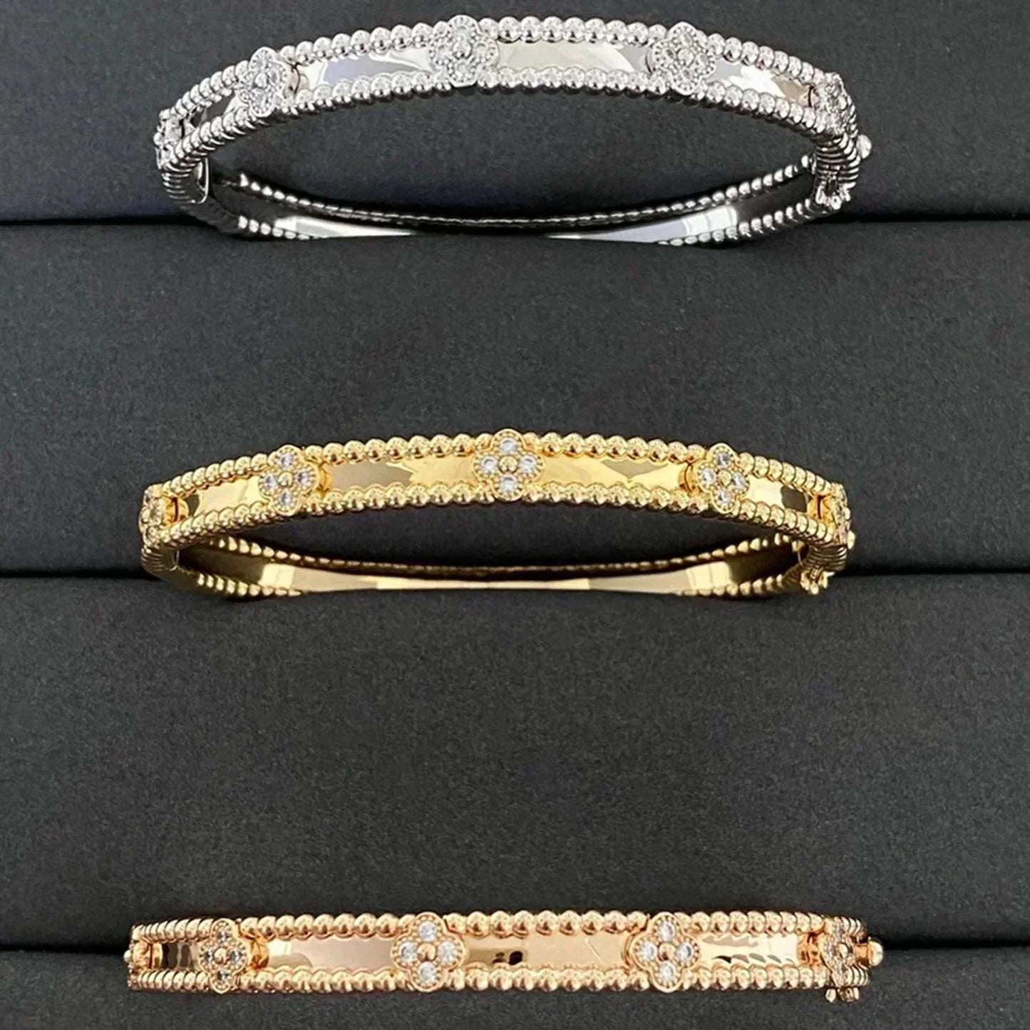 [Psychic Jewelrys]CLOVER BRACELET 4MM DIAMONDS
