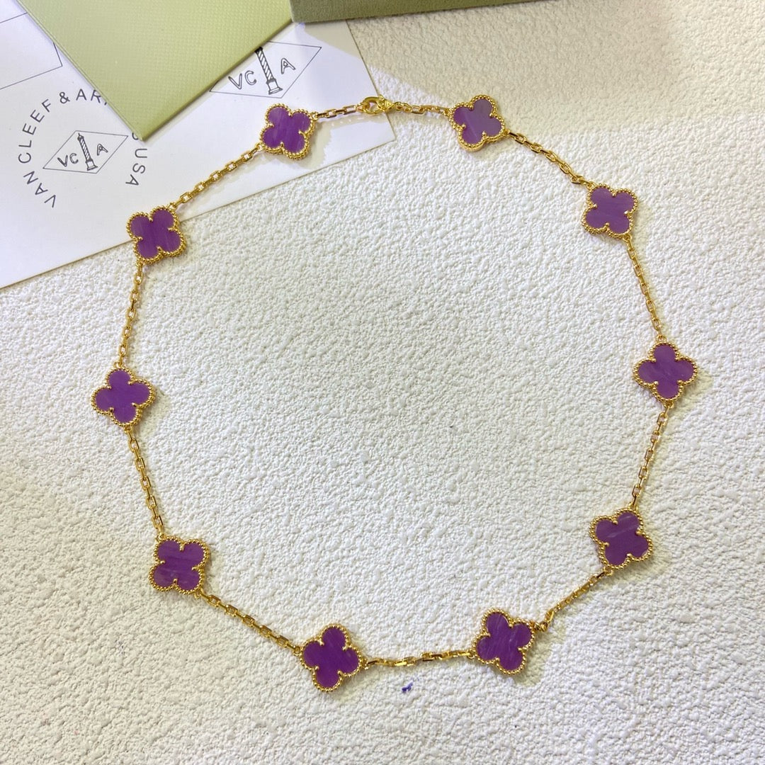 [Psychic Jewelrys]CLOVER 10 MOTIFS  PURPLE VIOLET  NECKLACE