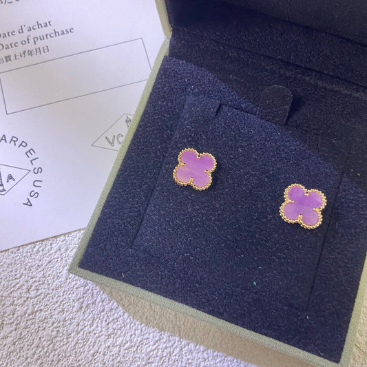 [Psychic Jewelrys]CLOVER MINI 9.5MM  PURPLE VIOLET EARRINGS