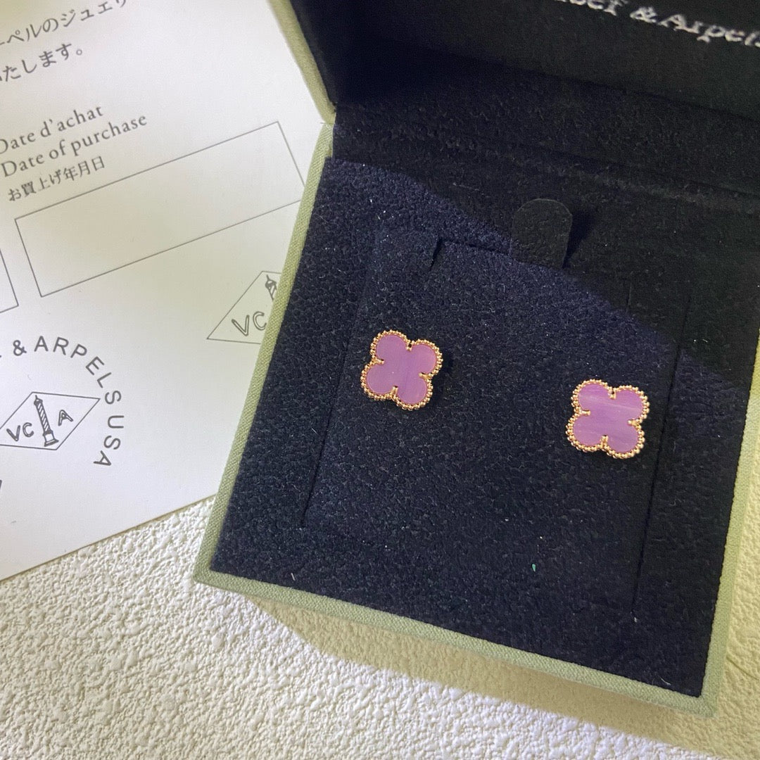 [Psychic Jewelrys]CLOVER MINI 9.5MM  PURPLE VIOLET EARRINGS