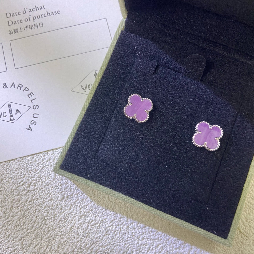 [Psychic Jewelrys]CLOVER MINI 9.5MM  PURPLE VIOLET EARRINGS