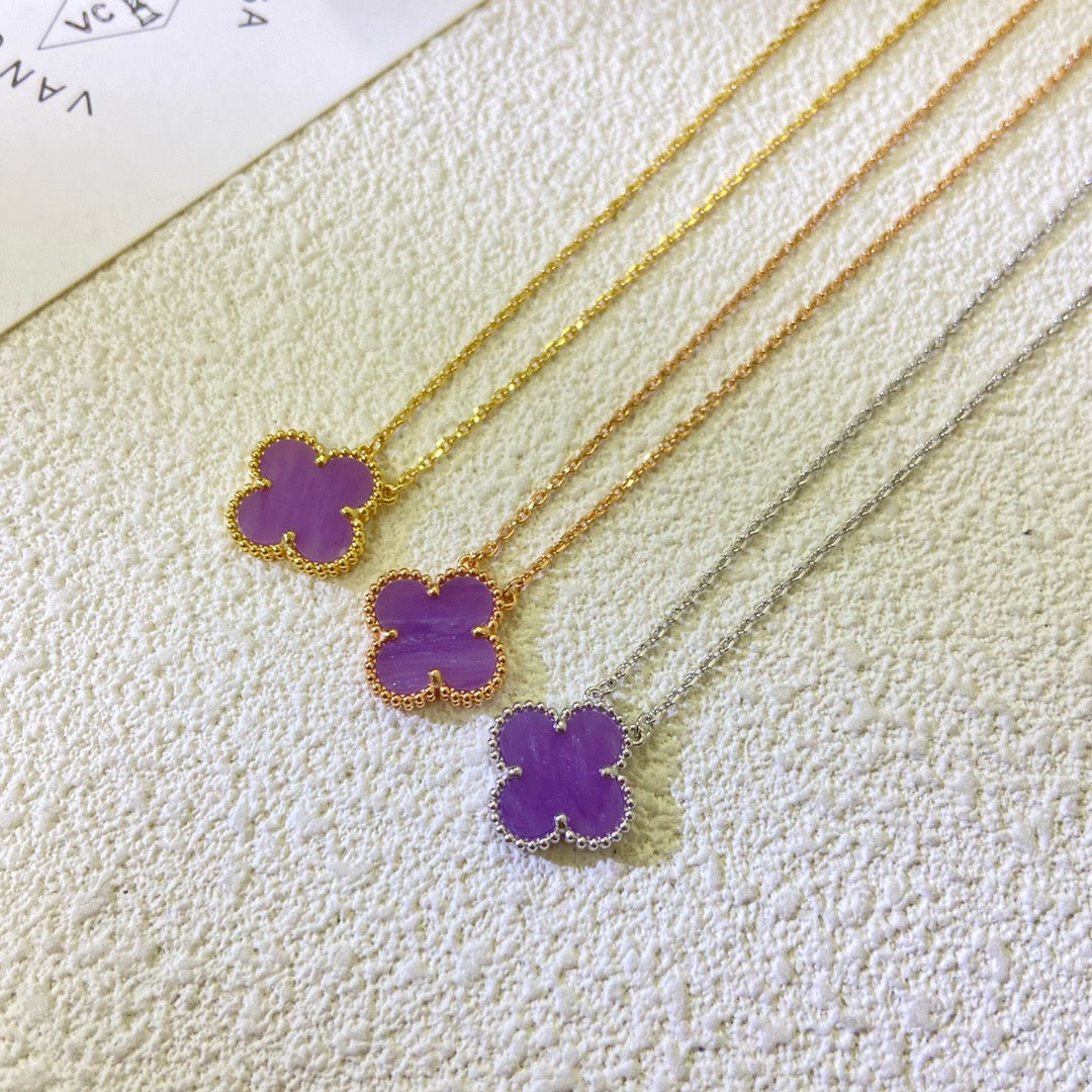 [Psychic Jewelrys]CLOVER 15MM  PURPLE VIOLET NECKLACE