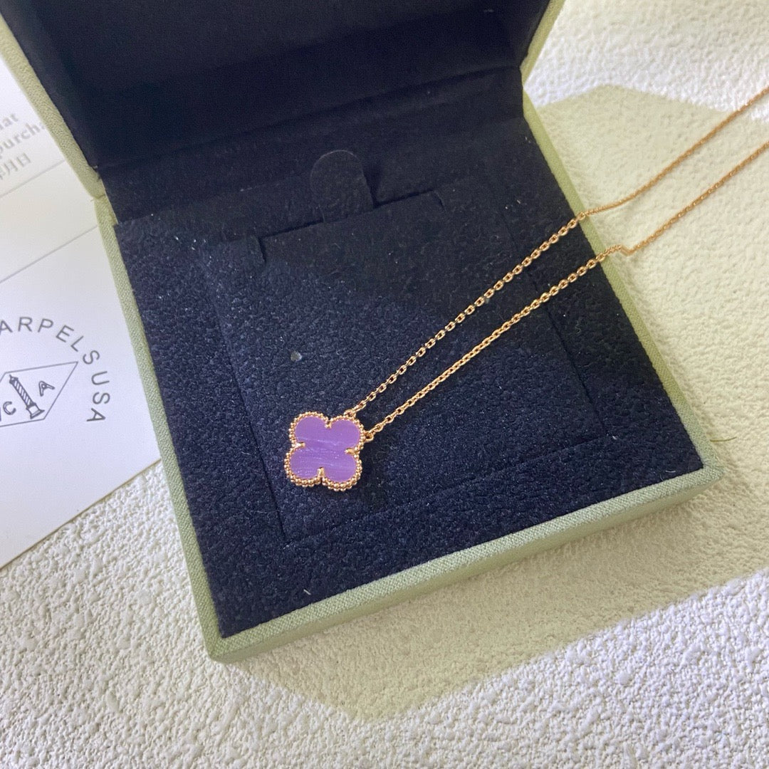 [Psychic Jewelrys]CLOVER 15MM  PURPLE VIOLET NECKLACE