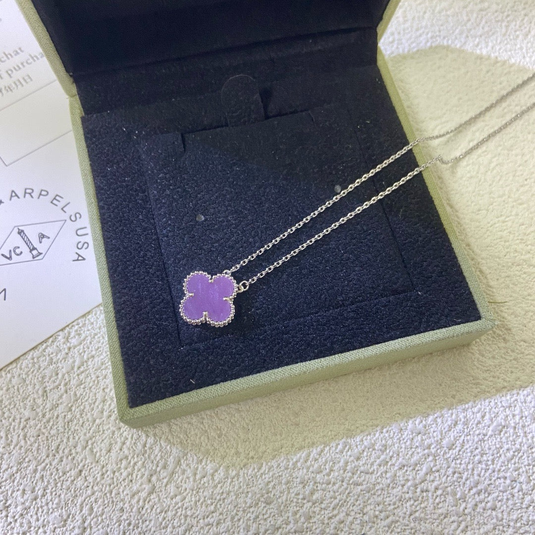 [Psychic Jewelrys]CLOVER 15MM  PURPLE VIOLET NECKLACE