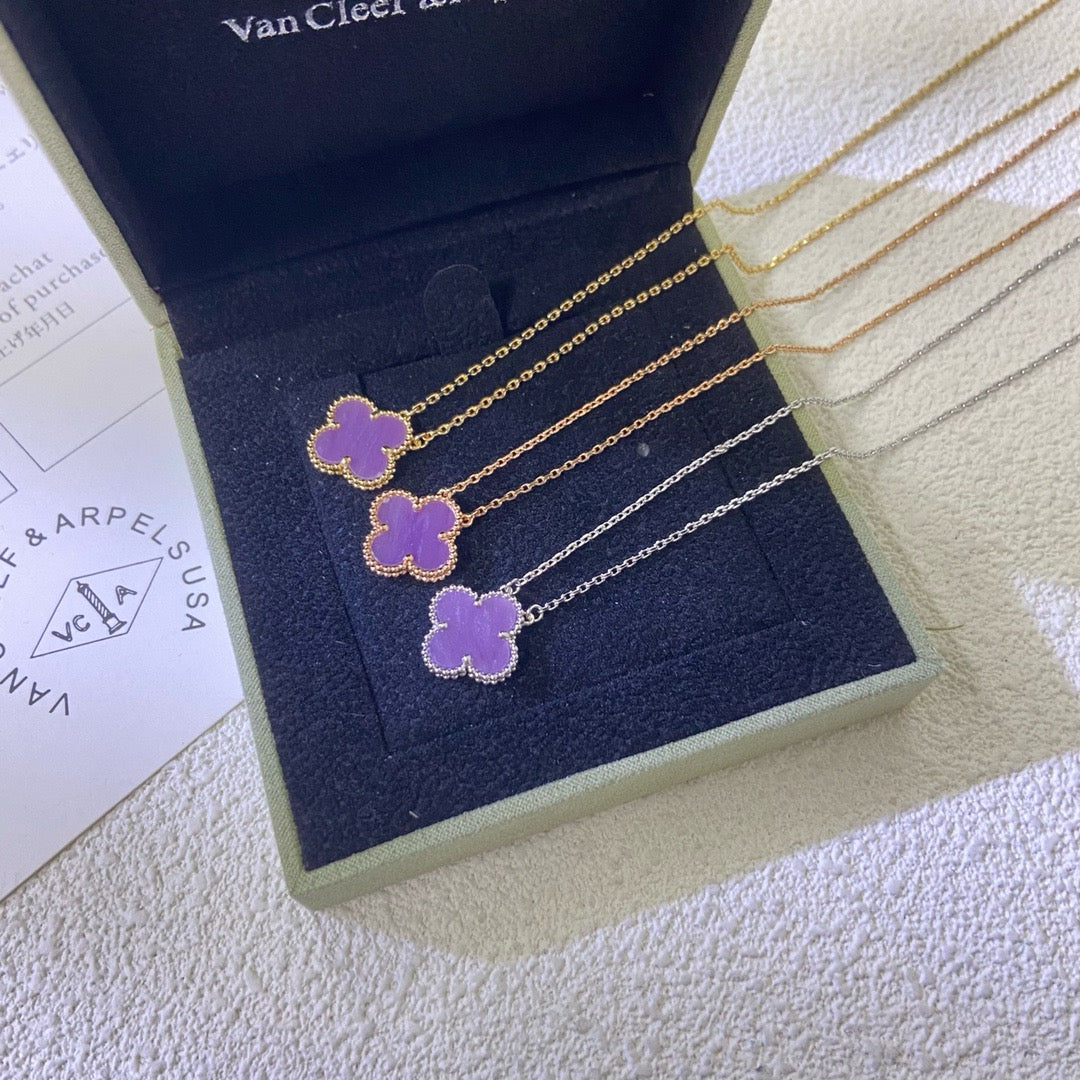 [Psychic Jewelrys]CLOVER 15MM  PURPLE VIOLET NECKLACE