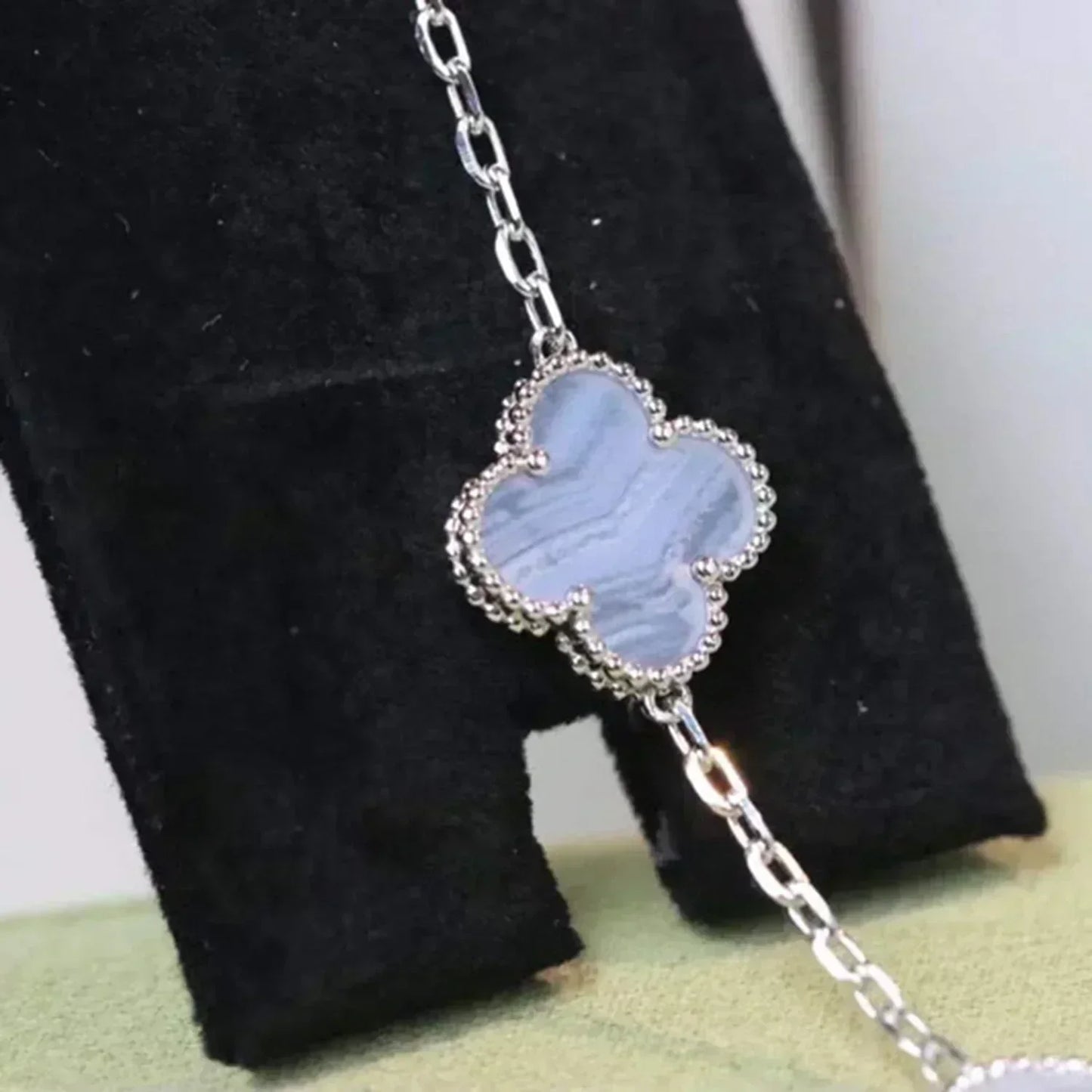 [Psychic Jewelrys]CLOVER  5 MOTIF PURPLE CHALCEDONY BRACELET SILVER