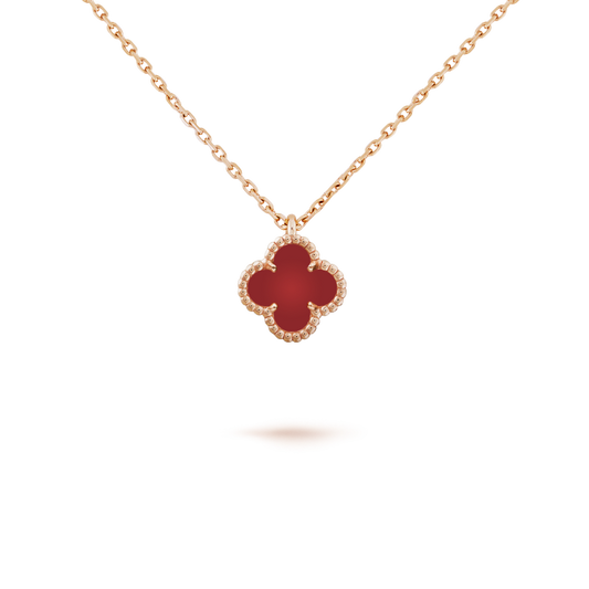[Psychic Jewelrys]CLOVER MINI 9.5MM WHITE CARNELIANS NECKLACE
