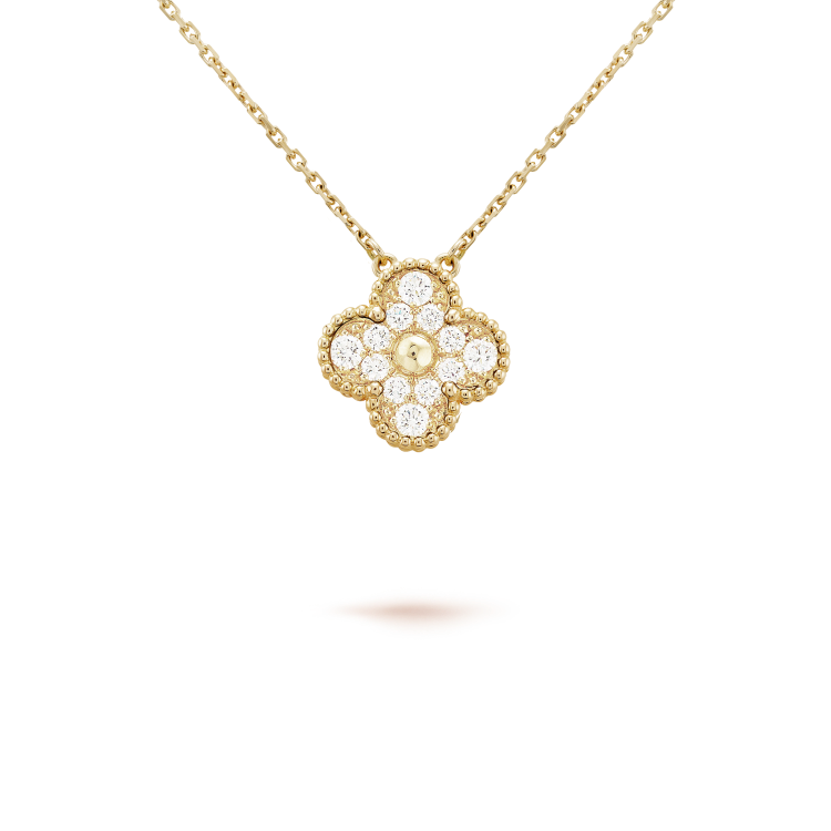 [Psychic Jewelrys]CLOVER 15MM DIAMOND SINGLE FLOWER NECKLACE