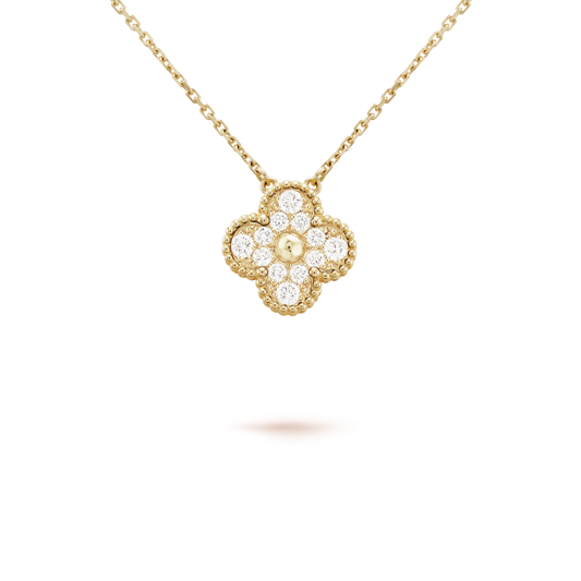 [Psychic Jewelrys]CLOVER 15MM DIAMOND SINGLE FLOWER NECKLACE