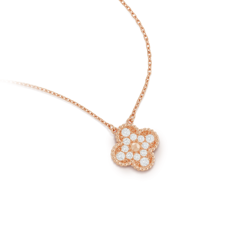 [Psychic Jewelrys]CLOVER 15MM DIAMOND SINGLE FLOWER NECKLACE