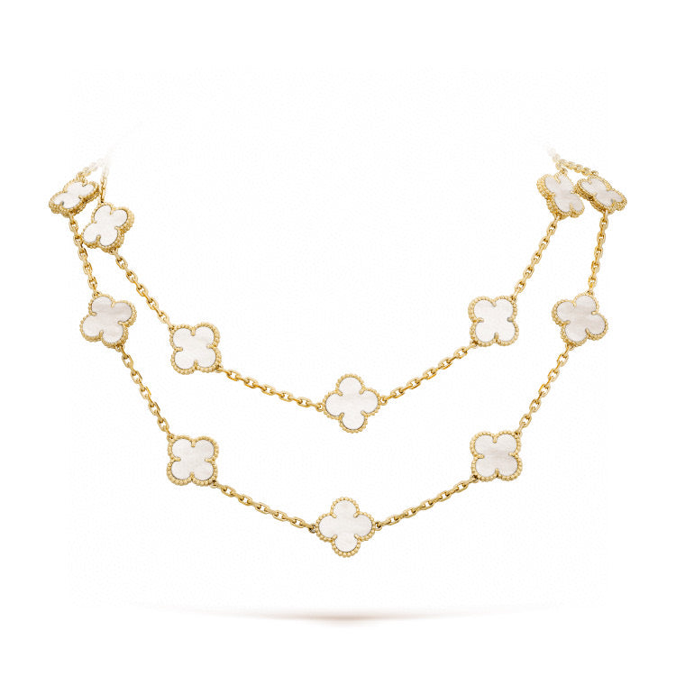 [Psychic Jewelrys]CLOVER 20 MOTIFS WHITE MOP NECKLACE