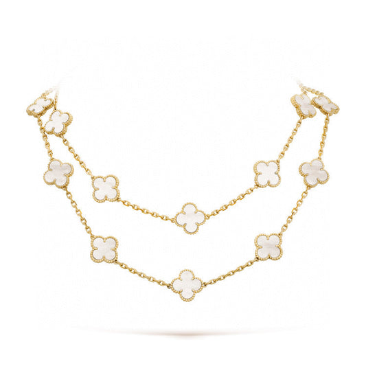 [Psychic Jewelrys]CLOVER 20 MOTIFS WHITE MOP NECKLACE