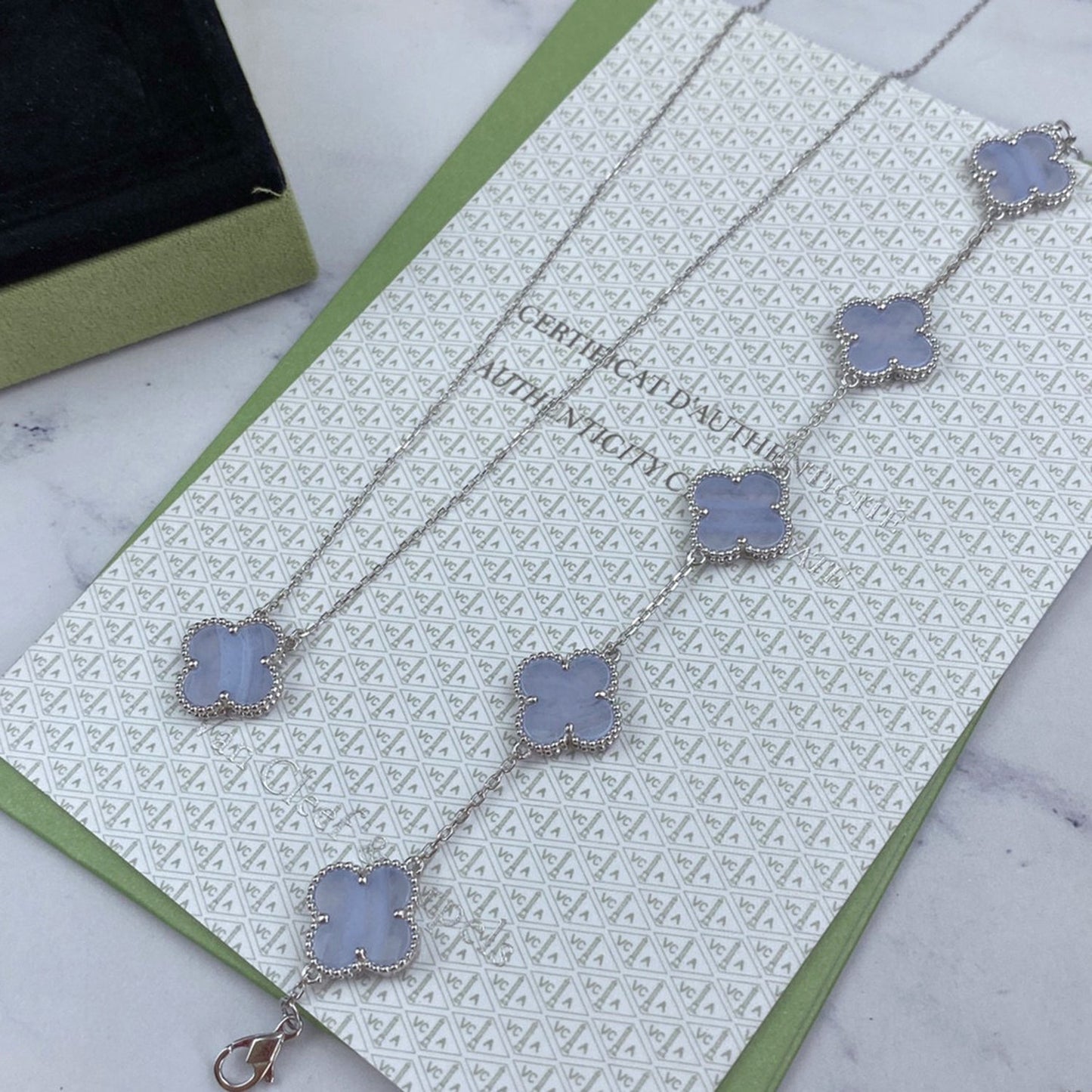 [Psychic Jewelrys]CLOVER  5 MOTIF PURPLE CHALCEDONY BRACELET SILVER