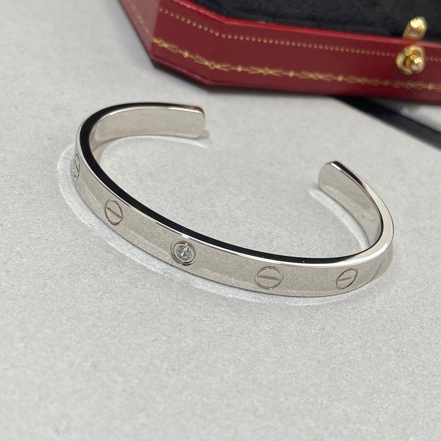 [Psychic Jewelrys]LOVE BRACELET 6.1MM 1 DIAMOND OPEN CUFF