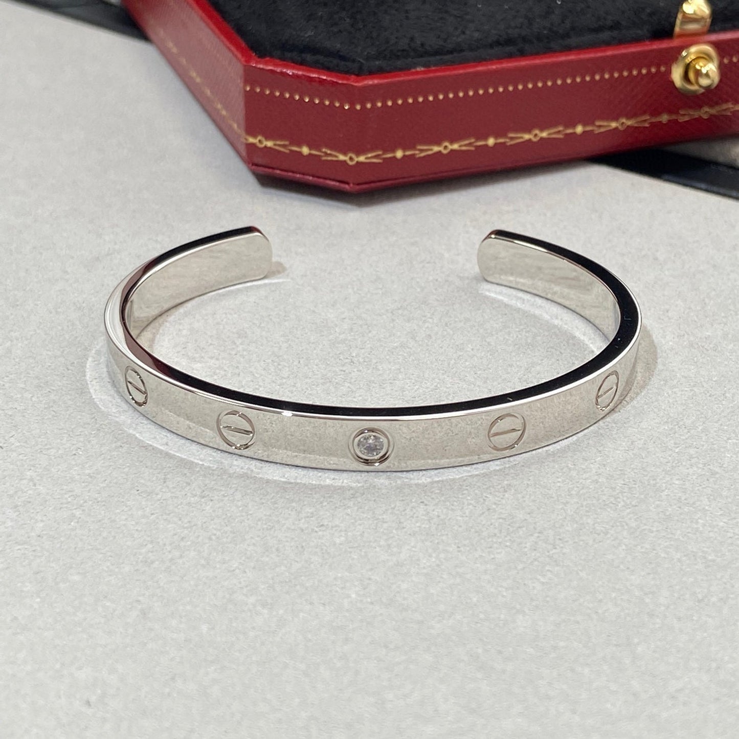 [Psychic Jewelrys]LOVE BRACELET 6.1MM 1 DIAMOND OPEN CUFF
