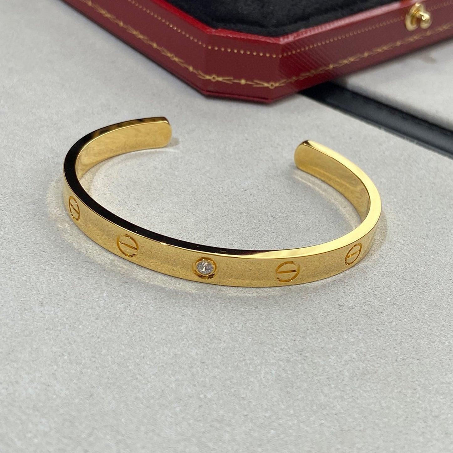 [Psychic Jewelrys]LOVE BRACELET 6.1MM 1 DIAMOND OPEN CUFF