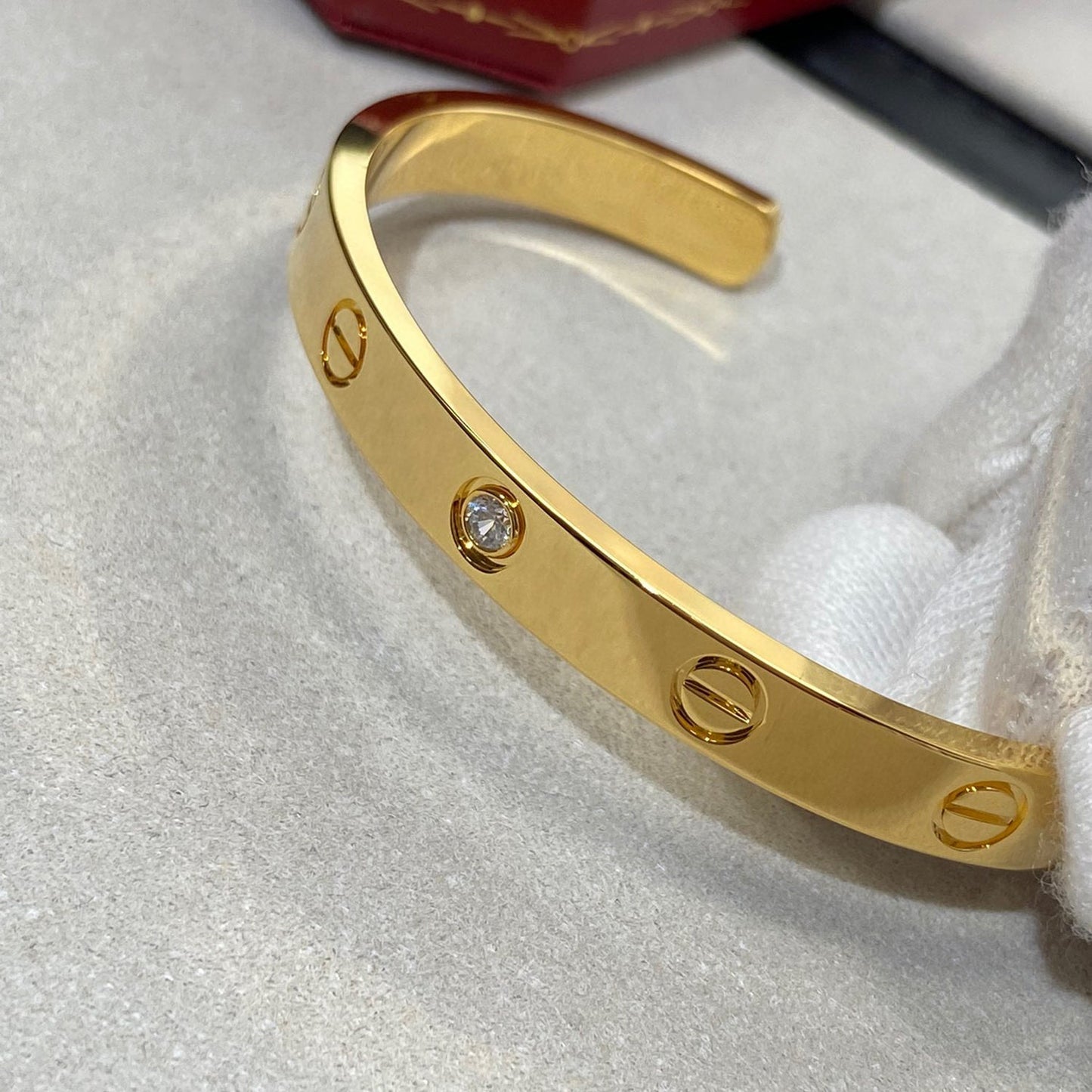 [Psychic Jewelrys]LOVE BRACELET 6.1MM 1 DIAMOND OPEN CUFF