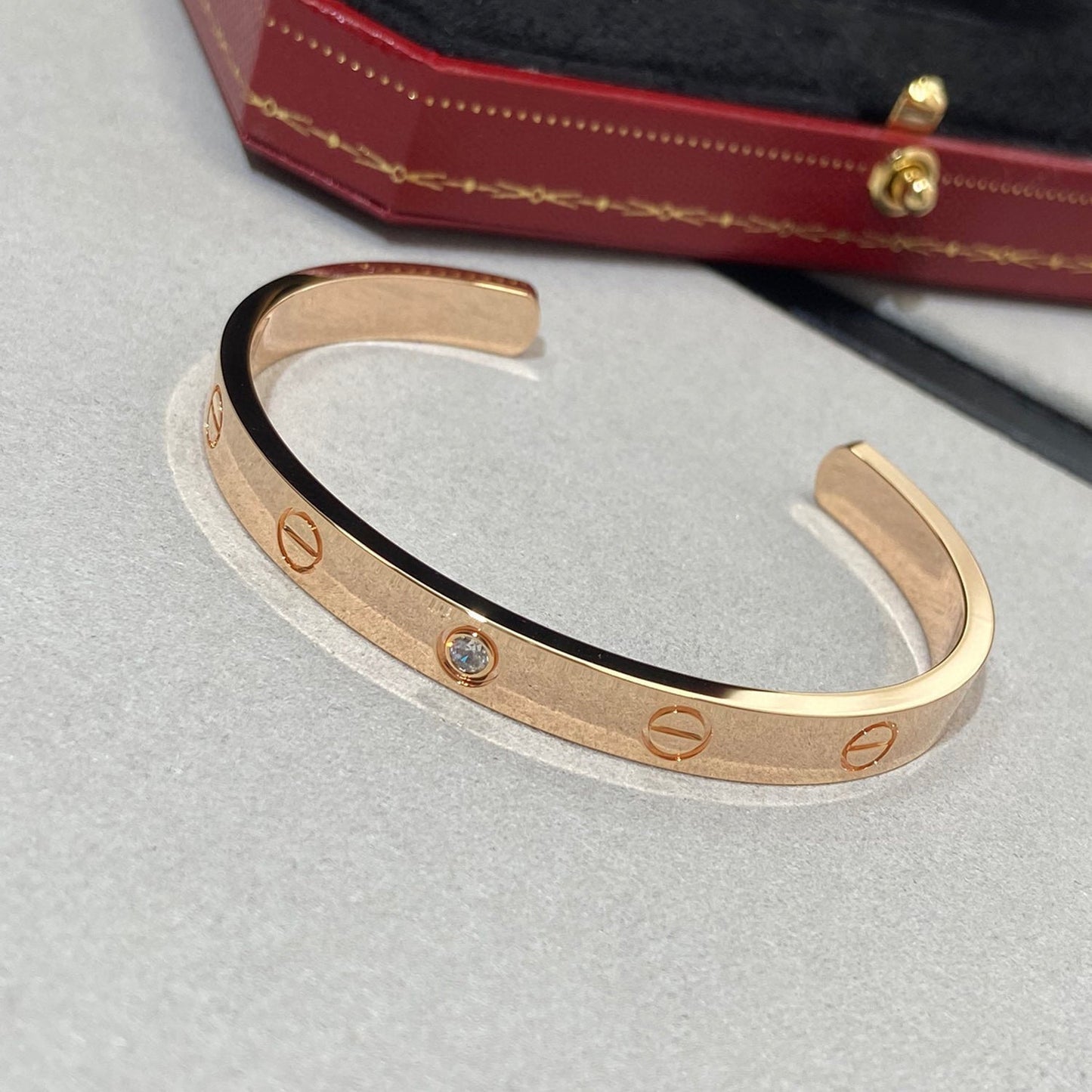[Psychic Jewelrys]LOVE BRACELET 6.1MM 1 DIAMOND OPEN CUFF