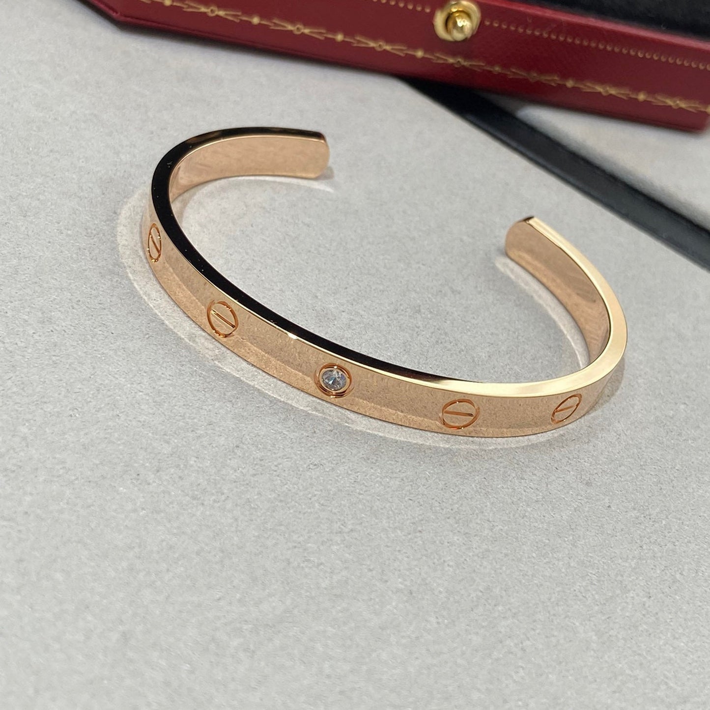 [Psychic Jewelrys]LOVE BRACELET 6.1MM 1 DIAMOND OPEN CUFF