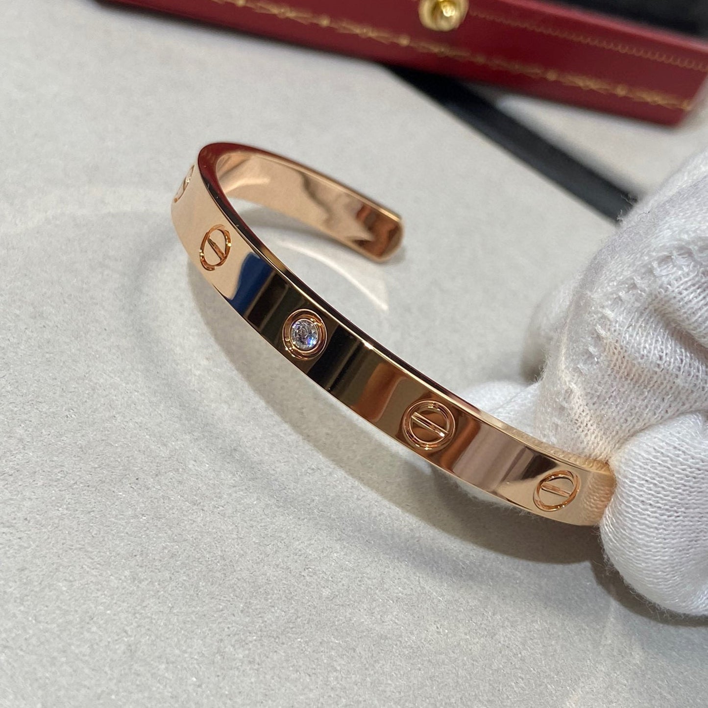 [Psychic Jewelrys]LOVE BRACELET 6.1MM 1 DIAMOND OPEN CUFF